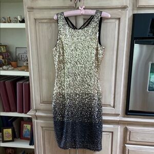 VENUS Gold and Silver Sheath Dress sz 10 strappy back